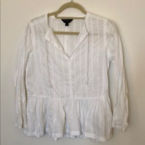 J.Crew White Cotton Peplum/Babydoll Top